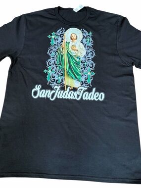 San Judas Tadeo Graphic Tee - Black and Green San Judas t-shirt Custom tee new
